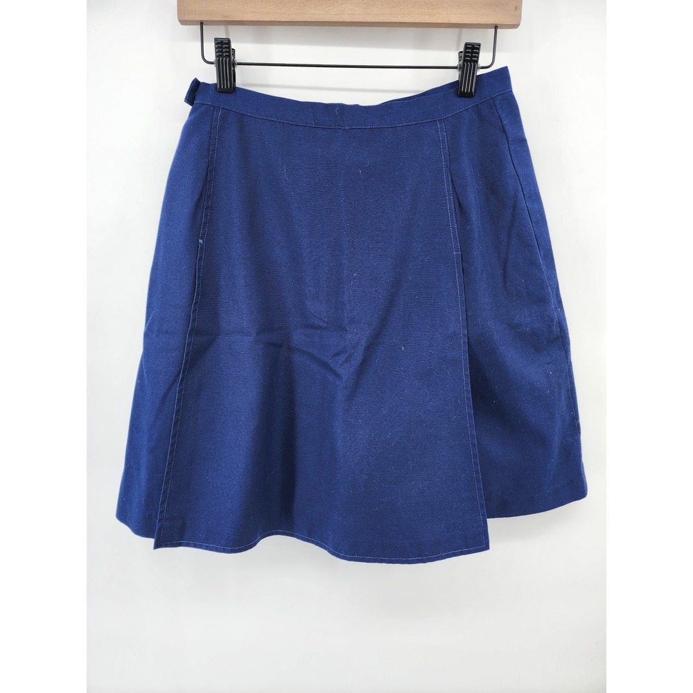 Vintage Blue Skort Wrap Front Mini Skirt Shorts Pocket